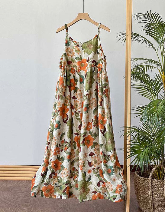 Bohemian Holiday Loose Floral Sling Dress Accessories 58.00