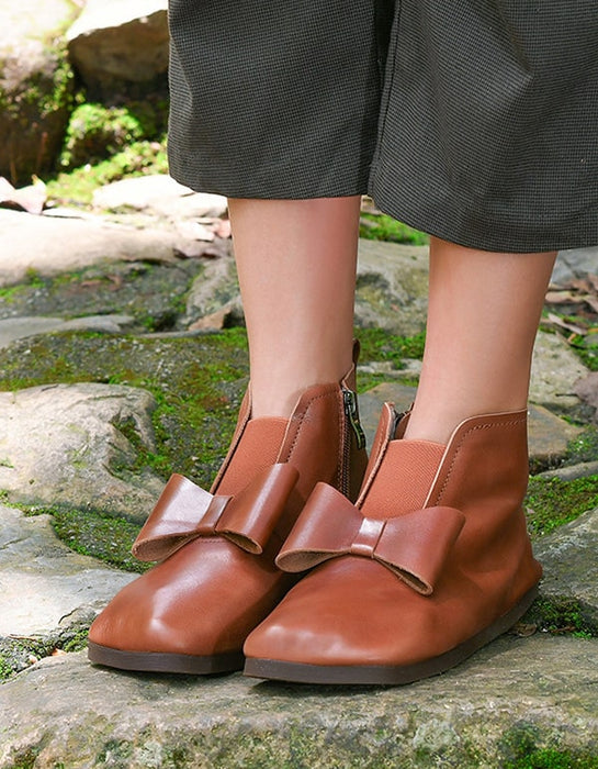 Bowknot Handmade Comfortable Retro Flat Boots