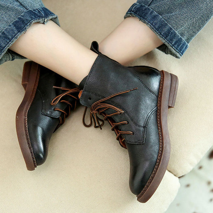 British Retro Leather Short Ankle Boots| Gift Shoes