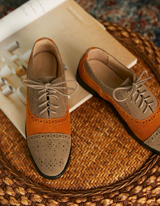 Brock Carved Suede Leather British Oxford Shoes