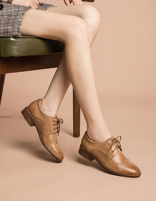 Handmade Genuine Leather Lace Up Oxford Shoes Women 35-41 — Obiono