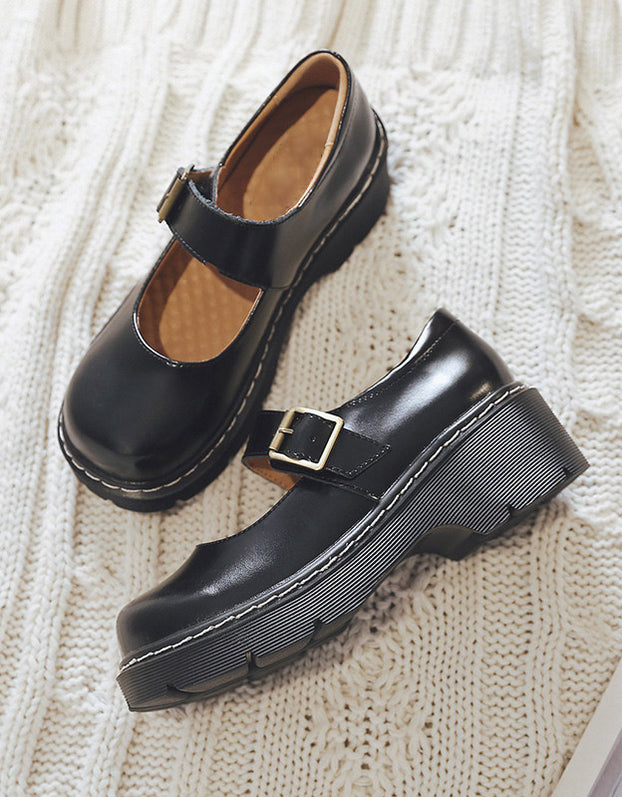 Buckle Strap Platform Mary Jane Shoes — Obiono