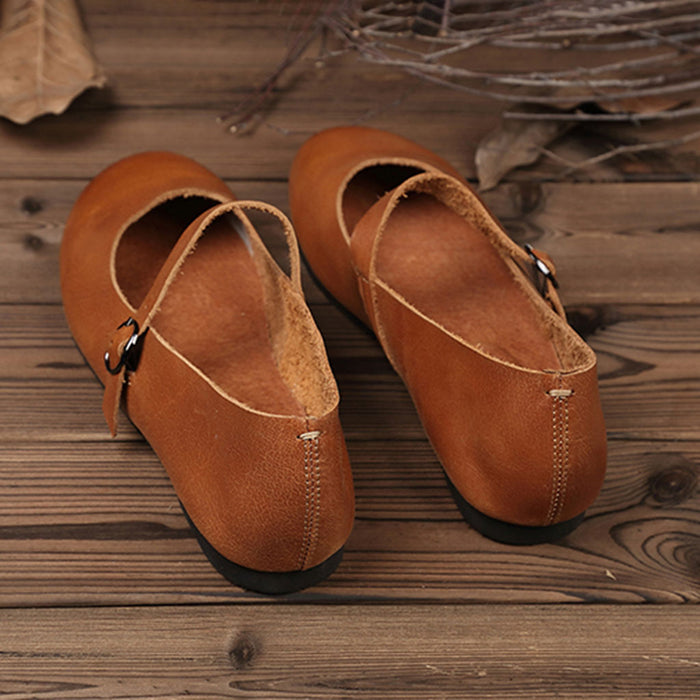 Buckle Handmade Retro Flats | Gift Shoes