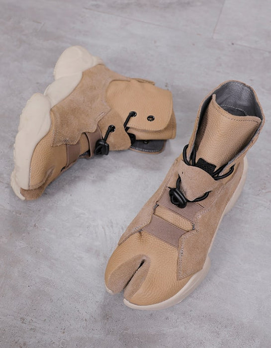 Casual Thick-soled Split Toe Beige Sneaker