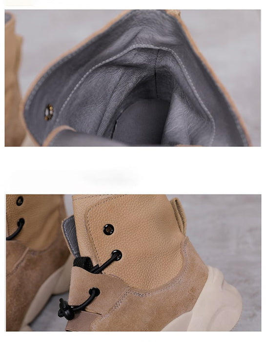 Casual Thick-soled Split Toe Beige Sneaker