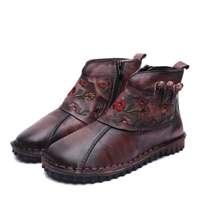 Casual Leather Retro Flat Short Boots | Gift Shoes