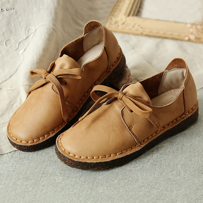 Casual Soft Bottom Leather Flat Retro Women's Shoes | Gift Shoes