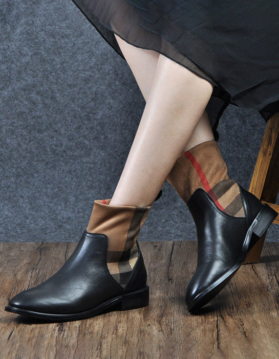 Chelsea Stitching Plaid Fashion Women Boots