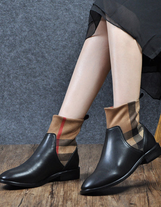 Chelsea Stitching Plaid Fashion Women Boots