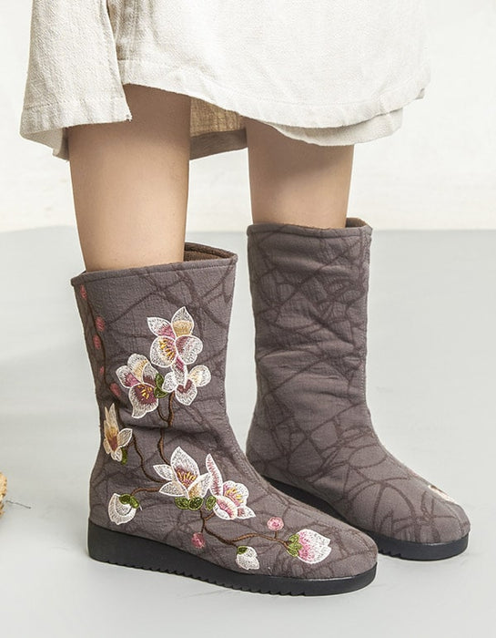Chinese Ethnic Style Embroidered Winter Cotton Boots
