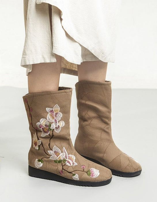 Chinese Ethnic Style Embroidered Winter Cotton Boots