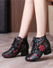 Chinese Style Flower Printed Leather Chunky Boots Sep Shoes Collection 2022 79.90