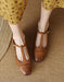 Chunky Heels French Style Vintage T-strapy Sandals April Shoes Collection 2023 106.00