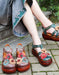 Close Toe Wedge Heel Flower Leather Summer Sandals June New 2020 79.00