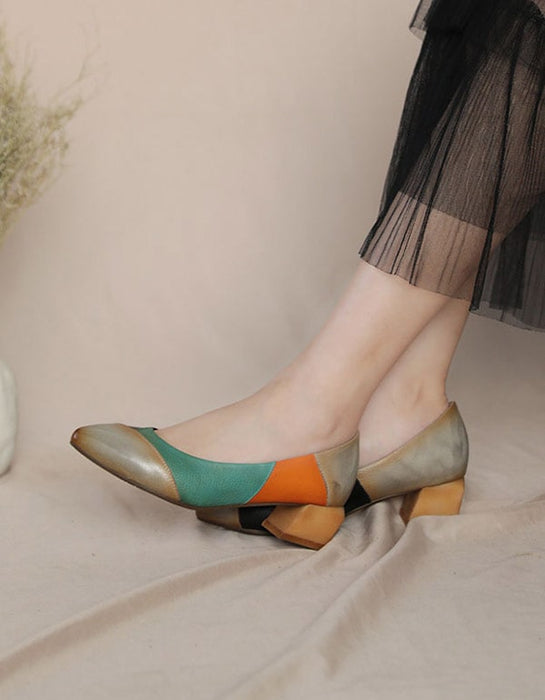 Color Matching Pointed Women's Vintage Shoes