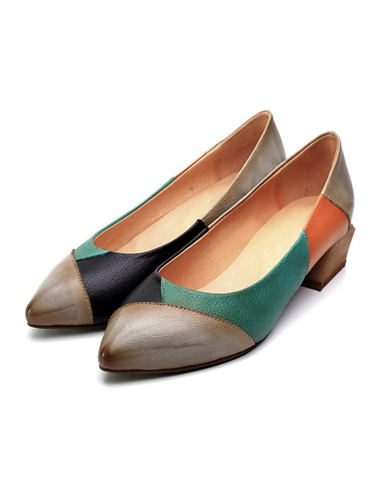 Color Matching Pointed Women's Vintage Shoes