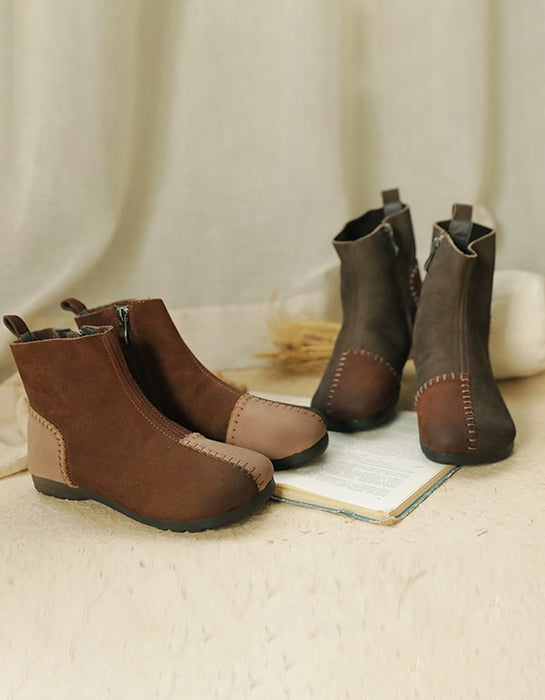 Color Patch Handmade Soft-soled Flat-heeled Boots
