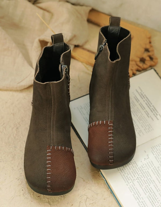 Bottes à talons plats à semelles souples faites à la main Color Patch