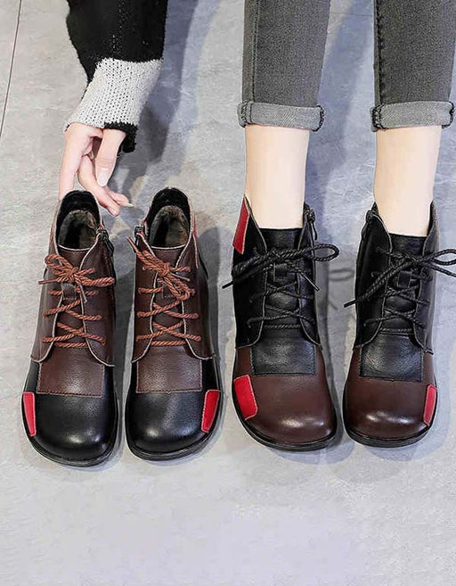 Color Stitching Round Head Retro Winter Boots Nov Shoes Collection 2021 79.00