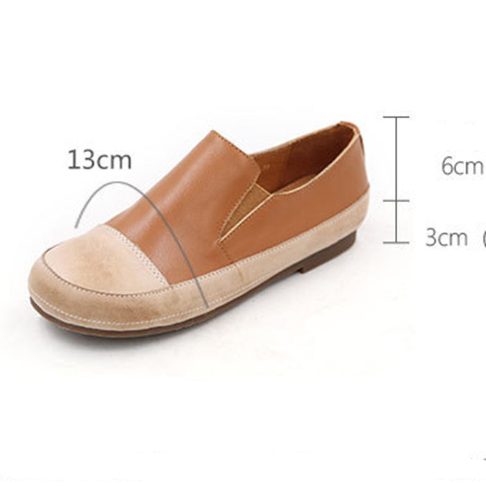 Color Matching Flat Retro Leather Women's Shoes | Gift Shoes