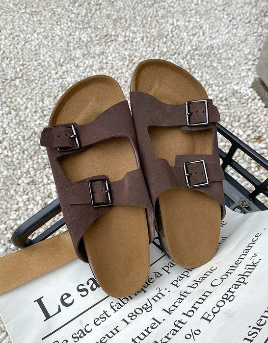 Comfortable Soft Thick Sole Double Buckles Slippers April Shoes Collection 2023 98.90