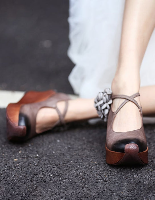 Cross Strap Vintage Elegant Wedge Shoes
