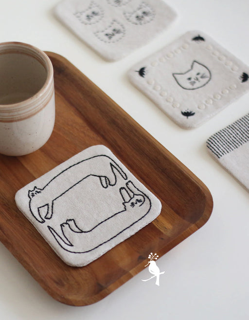 DIY Embroidered Cat Teacup Mat Gift Accessories 36.00