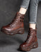 Double Buckles Lace up Retro Leather Platform Boots Jan Shoes Collection 2022 108.44