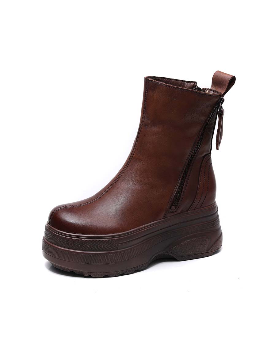 Winter Autumn Double Sides Zipper Chunky Platform Boots — Obiono