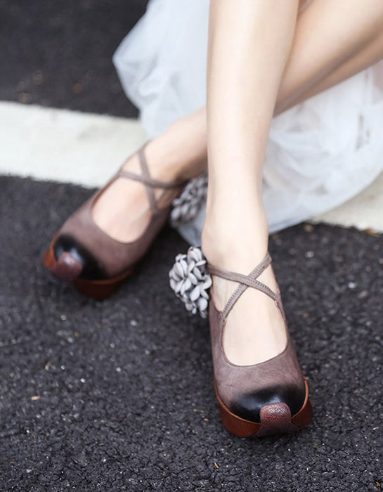 Cross Strap Vintage Elegant Wedge Shoes