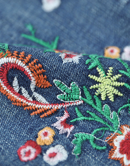 Embroidery Retro Loose Denim Pants Bottoms 48.80
