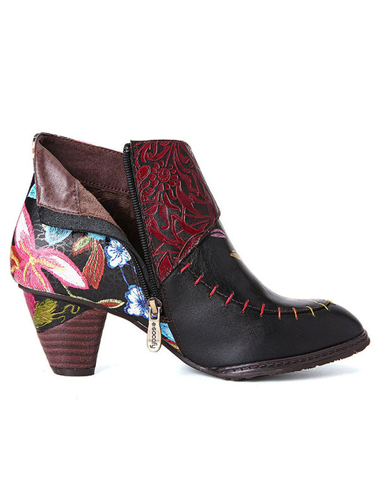 Ethnic Shoes Cowhide Handmade Mid-Heel — Obiono