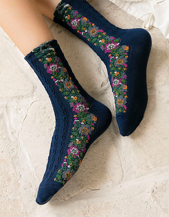 4 Pairs Vintage Socks Women's Long Tube Socks Floral Bottom&socks 28.00