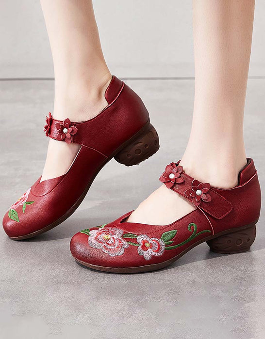 Ethnic Style Embroidery Flower Retro Chunky Sandals March Shoes Collection 2022 73.00
