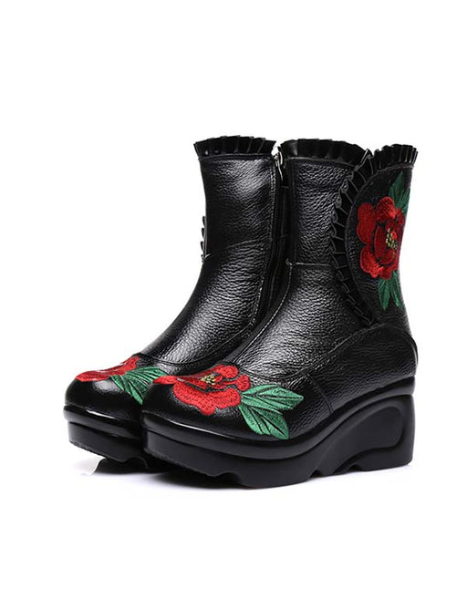 Ethnic Style Handmade Embroidery Wedge Boots Dec Shoes Collection 2021 87.30