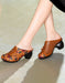 Double Bucks front Leather Printed Chunky Heels Slides April Shoes Collection 2023 73.00