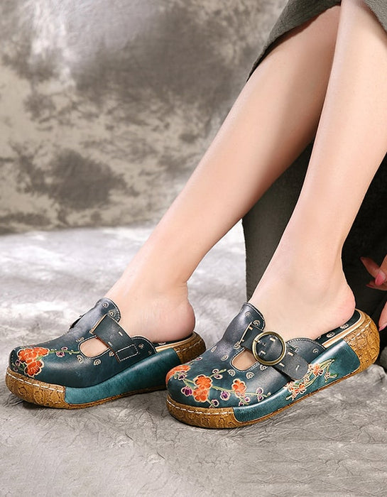 Ethnic Style Printed Flower Summer Slippers
