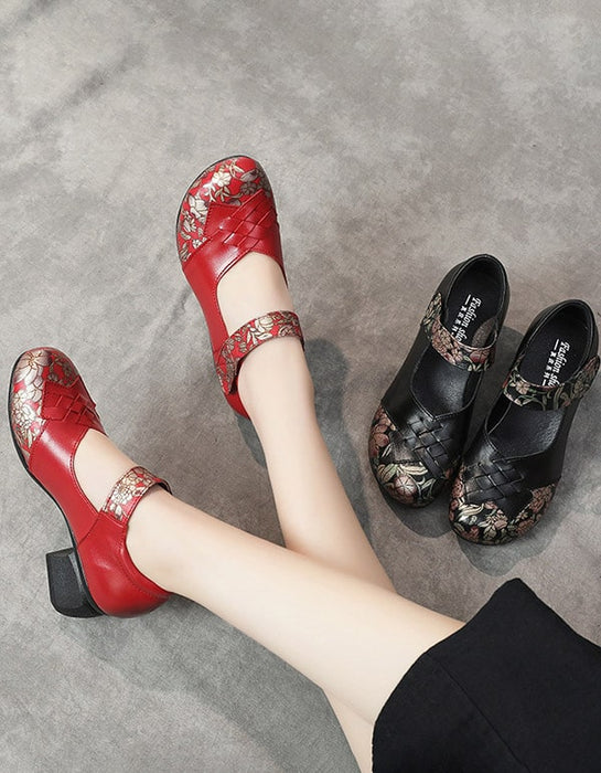 Printed Leather Retro Chunky Shoes Jan New Trends 2021 67.00