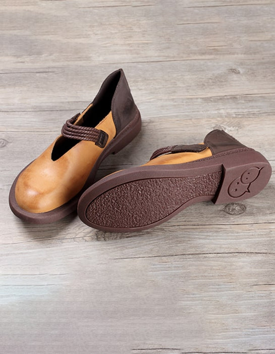 Ethnic Style Retro Leather Flat Shoes Handmade 
