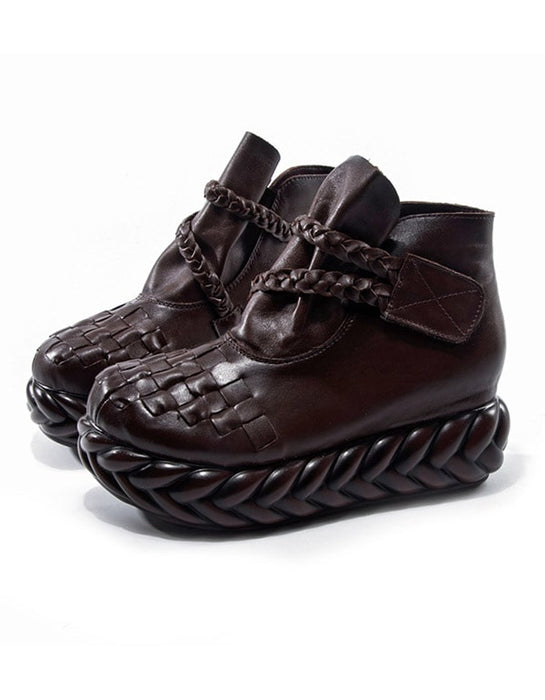 Ethnic Style Trendy Hand-woven Leather Women's Boots