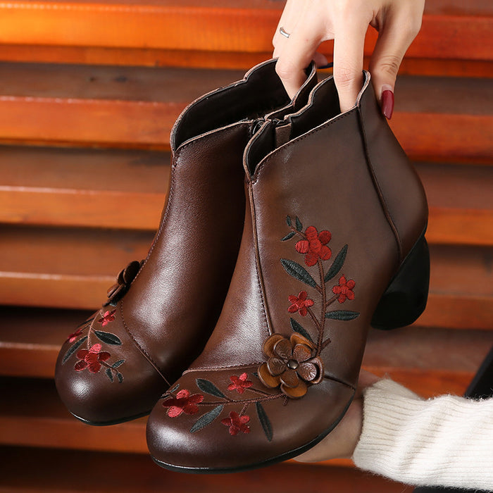 Winter Autumn Embroidered Retro Chunky Boots December New 2019 78.70