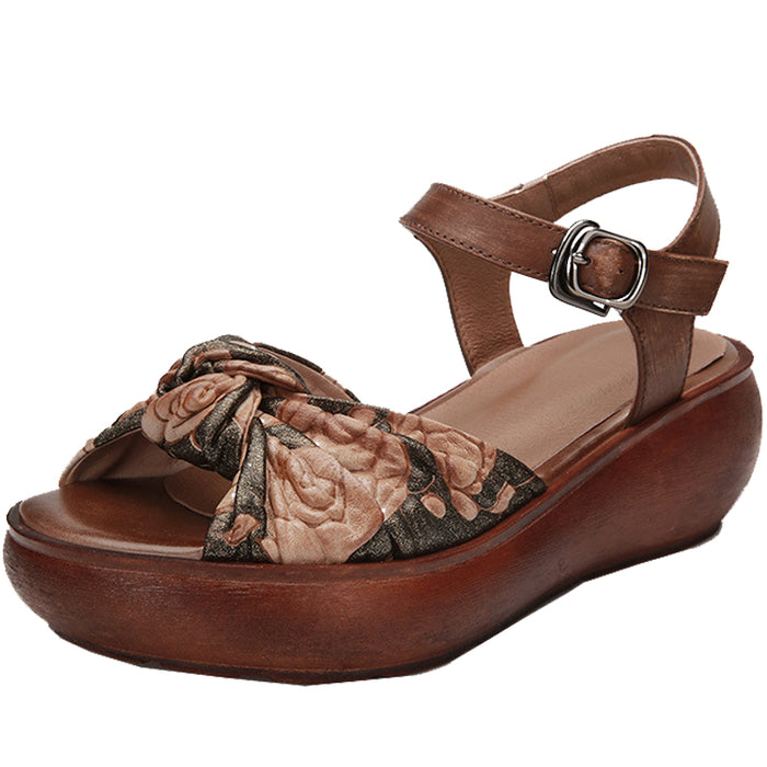 Women Retro Leather Summer Platform Sandals