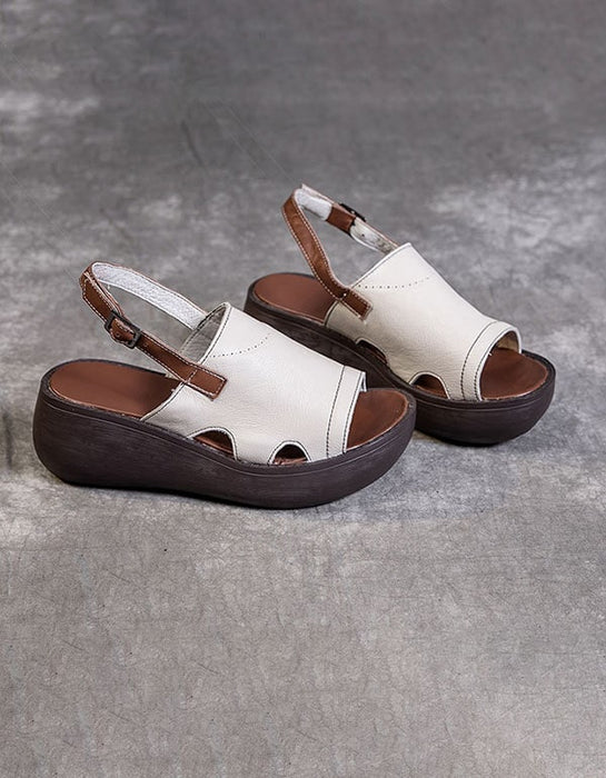 Fashion Leather Women Open Toe Sandals White 41