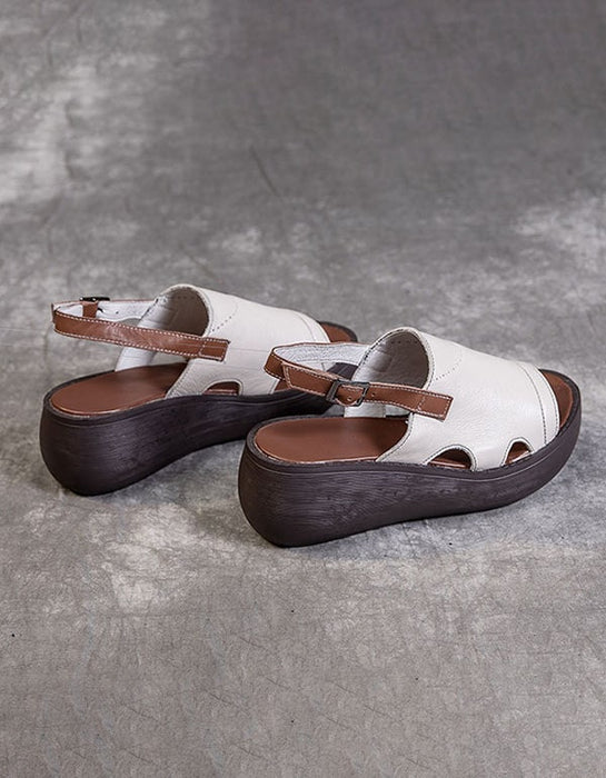 Fashion Leather Women Open Toe Sandals White 41