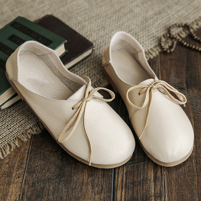 Flat Round Head Soft Bottom Casual Shoes White