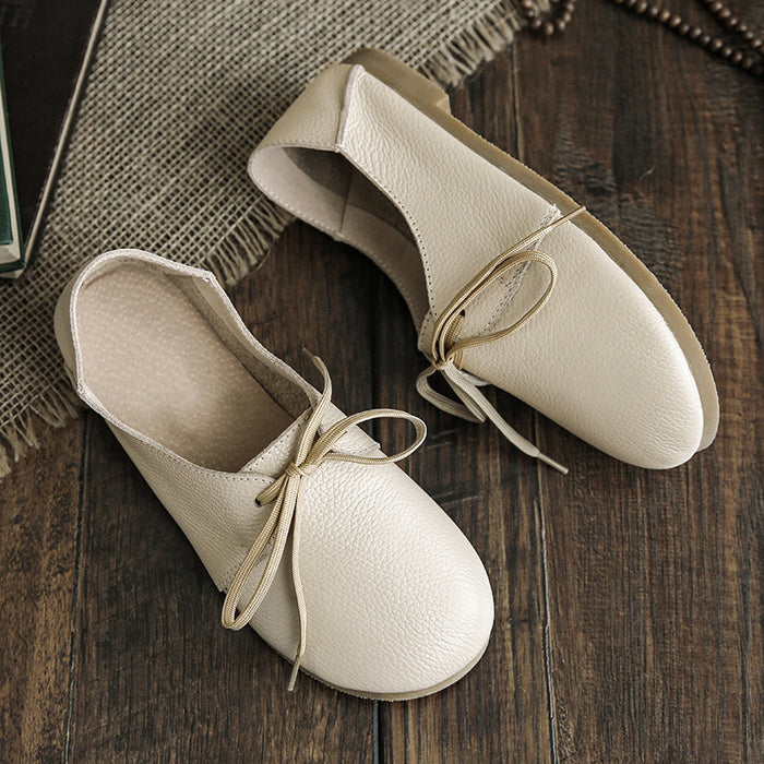 Flat Round Head Soft Bottom Casual Shoes White