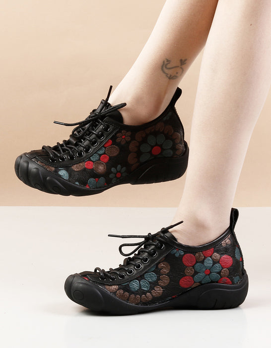 Flower Printed Round Head Spring Retro Flats June Shoes Collection 2022 84.00