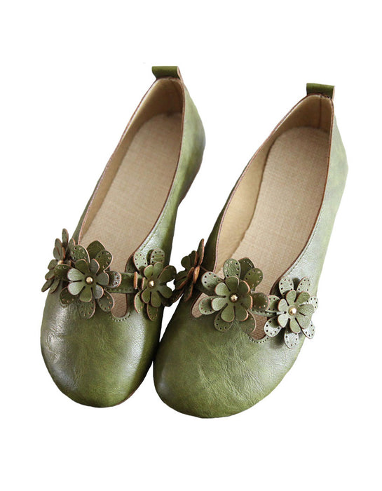 Flower Soft Leather Retro Flat Shoes for Women Nov Shoes Collection 2022 67.60