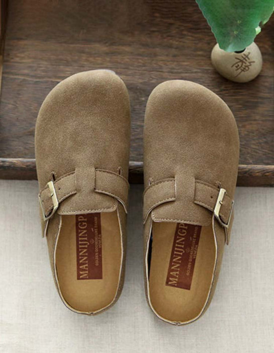 Front Buckle Comfortable Wide-toe Suede Slippers April Shoes Collection 2023 71.00