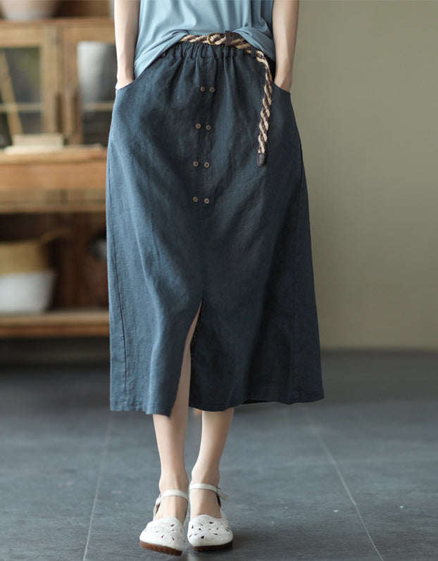 Front Buckle Elastic Waist Skirt — Obiono